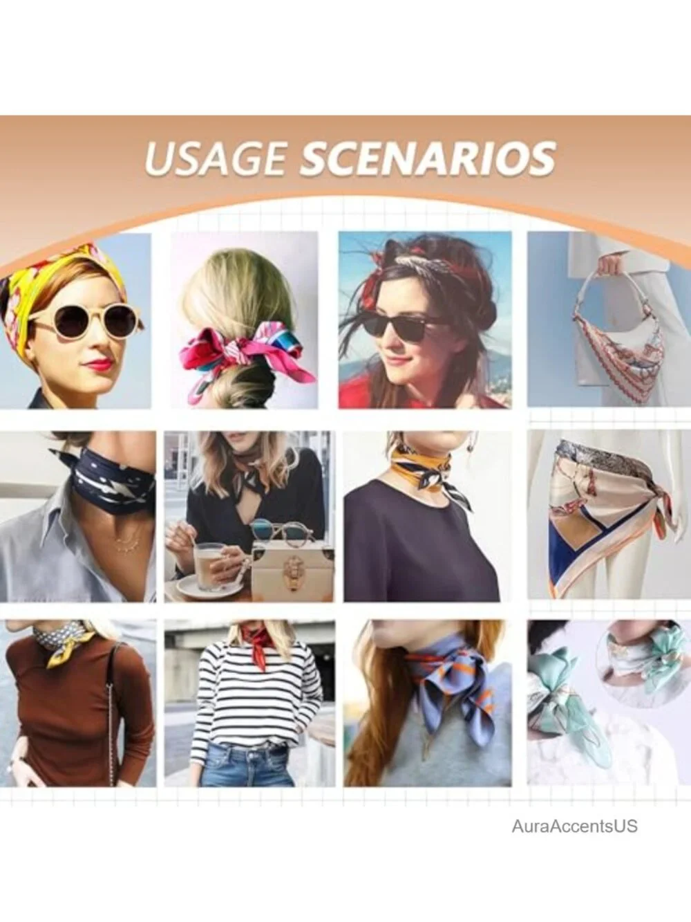 10 Pack Satin Feel Square Scarves for Hair Neck Headwear 19.7 Inches